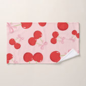 Cerises Rouges avec Nœud Rose Chic Cottage Coquett (Serviette à main)