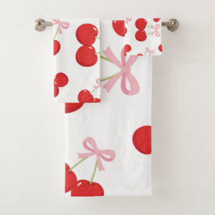 Cerises Rouges avec Nœud Rose Coquette Cottage Chi