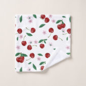 Cerises rouges botaniques Verdure & Fleurs de ceri (Gant de toilette)