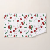 Cerises rouges botaniques Verdure & Fleurs de ceri (Serviette à main)