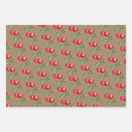 Cerises rouges en papier Kraft (Devant 3)