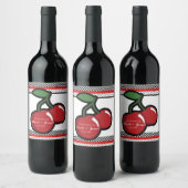 Cerises rouges Noir Personnalisé Retro Étiquette d (Bouteilles)