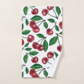 Cerises rouges sur blanc (Serviette à main)