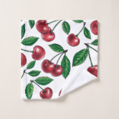 Cerises rouges sur blanc (Gant de toilette)