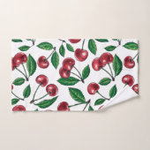 Cerises rouges sur blanc (Serviette à main)