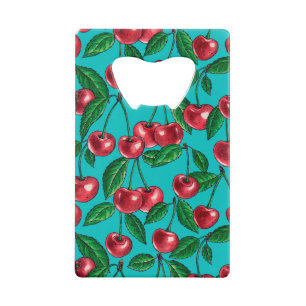 Cerises rouges sur turquoise