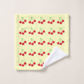 Cerises sur l'ensemble de serviettes de bain jaune (Gant de toilette)