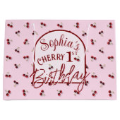 Cerises Thème Premier Anniversaire Grand Sac Cadea (Devant)