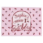 Cerises Thème Premier Anniversaire Grand Sac Cadea (Dos)