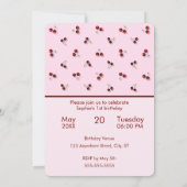 Cerises Thème Premier anniversaire Invitation (Dos)