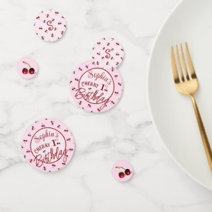 Cerises Thème Premier Anniversaire Table Confetti