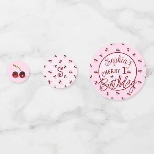 Cerises Thème Premier Anniversaire Table Confetti (Devant)