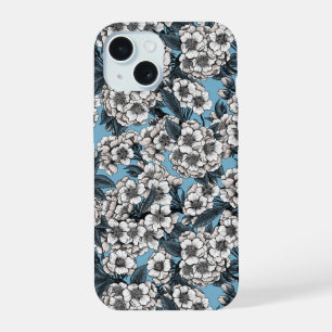 Cerisier en fleurs en blanc et bleu