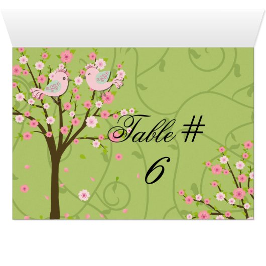 Cerisier Fleur Oiseaux Customisés Numéro de tablea (Intérieur Horizontal (Bas))