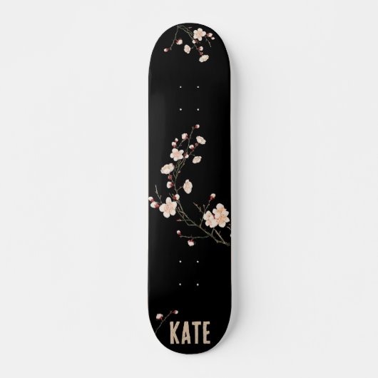 Cerisier Floral Black Skateboard (Devant)