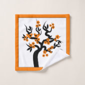 Cerisier inséparable orange, fleurs et bordure (Gant de toilette)