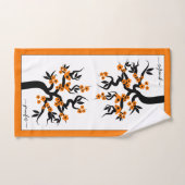 Cerisier inséparable orange, fleurs et bordure (Serviette à main)