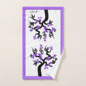 Cerisier pourpre inséparables, fleurs et bordure (Serviette à main)