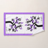Cerisier pourpre inséparables, fleurs et bordure (Serviette à main)