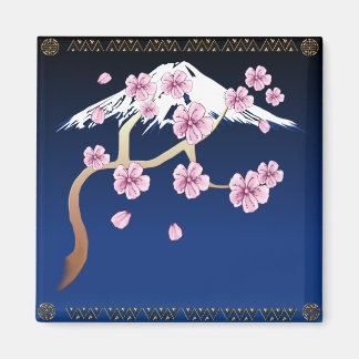 Cerisiers en fleurs et Mt Fuji Magnet