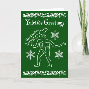 Cerne Abbas-reus, Yuletide, Kerstmis Feestdagen Kaart