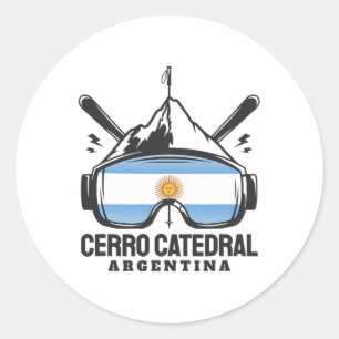 Cerro Catedral Argentina Skigebied Retro Skiën Ronde Sticker