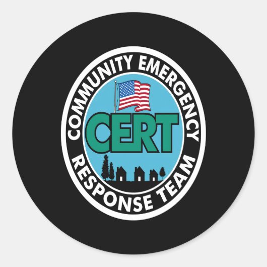 CERT Response Team Witte Rug Print Ronde Sticker (Voorkant)