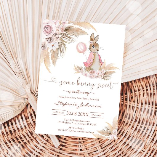 Certains Lapin Douce Pampass Invitation Baby Showe