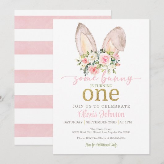 Certains Lapin est d'un an Invitation - Oreilles d (Devant / Derrière)