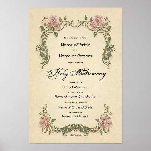 Certificaat huwelijk-(siersleutels) poster (Voorkant)