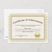 Certificaat met gouden zegel briefkaart (Voorkant / Achterkant)