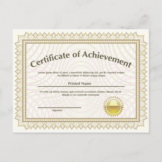 Certificaat met gouden zegel briefkaart (Voorkant)