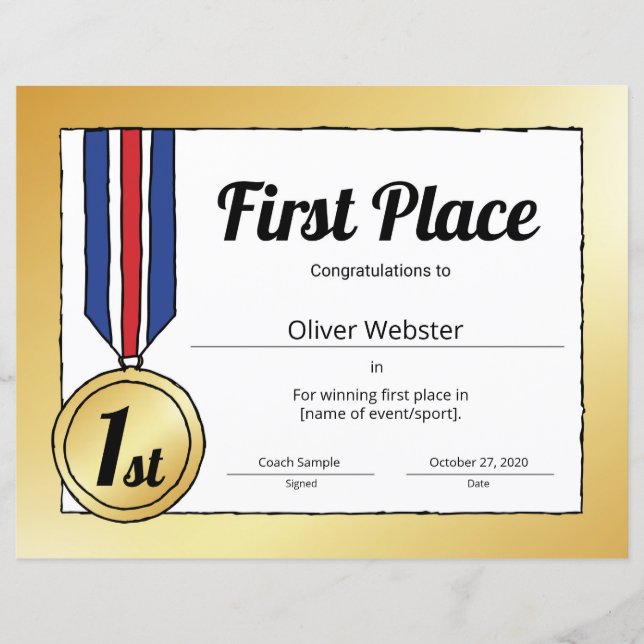 Certificaat-sportwetgeving op de eerste plaats (Voorkant)