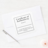 Certificaat van Authenticiteit Art Signature Stick Vierkante Sticker (Envelop)