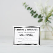 Certificaat van authenticiteit Kunstwerk door Logo (Staand voorkant)