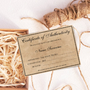 Certificaat van authenticiteit Kunstwerk door Logo