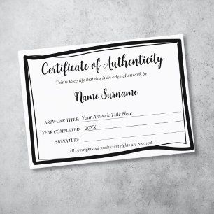 Certificaat van authenticiteit Kunstwerk door Logo