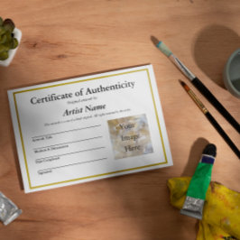 Certificaat van authenticiteit voor kunst met foto kaart