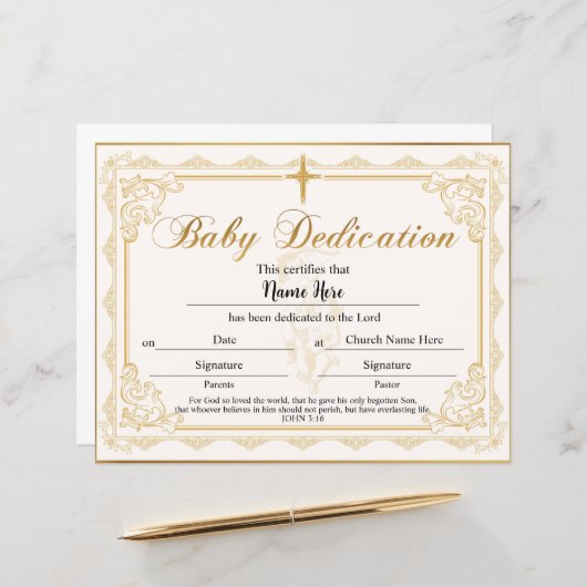 Certificaat van baby Gold (Voorkant / Achterkant in situ)