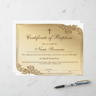 Certificaat van baptisme, Baby-bestemming