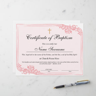 Certificaat van baptisme, Baby-bestemming