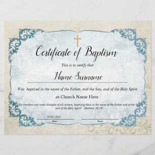 Certificaat van baptisme, Baby-bestemming