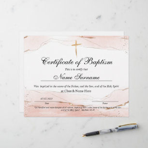 Certificaat van baptisme, Baby-bestemming