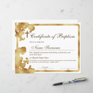 Certificaat van baptisme, Baby-bestemming