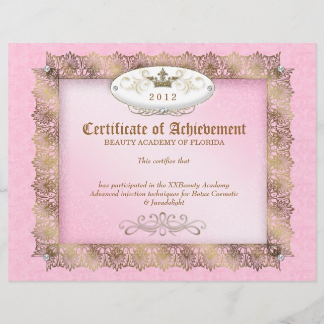 Certificaat van beroepsdiploma Beauty Pink (Voorkant)