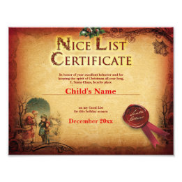 Certificaat van de lijst van Nice van de kerstman Foto Afdruk