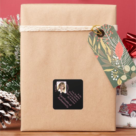 Certificaat van echtheid Art Vierkante Sticker (Feestdagen)