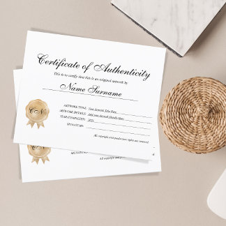 Certificaat van Echtheid Kunstwerk door