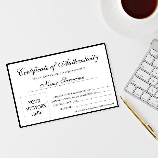 Certificaat van echtheid Kunstwerk door (Creator heeft geüpload)