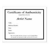 Certificaat van Echtheid Limited Edition Kunst Rubberstempel (Afrduk)